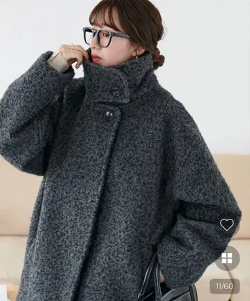 Discort MIX사 부클레 미들 스탠드 코트 그레이