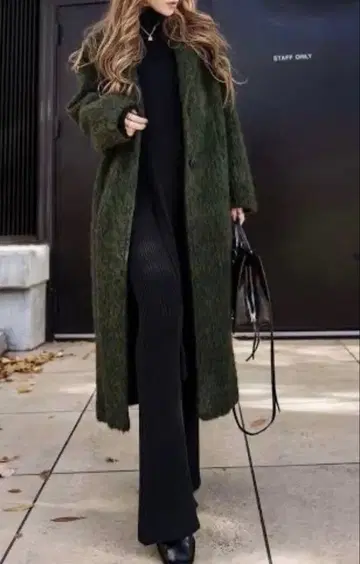 GlamLips 올리브 그린 롱 코트