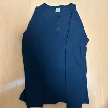 AVIREX 블랙 헨리넥 써멀 긴팔 T셔츠 XL