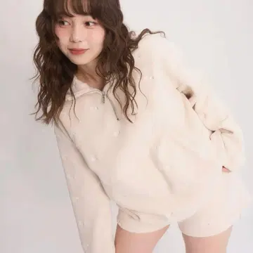 [ muguet ] embroidered boa blouson 아이보리