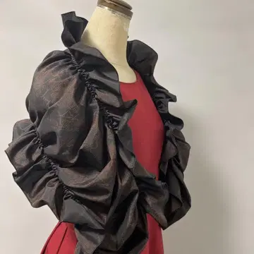 기모노 옷감 본고장 오시마 명주 풍성한 플레어 개더 스톨 105cm 길이