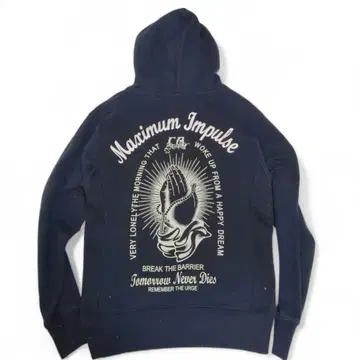 임팩트 발군 블랙 후드티 백 프린트 기도하는 손 로고 자수