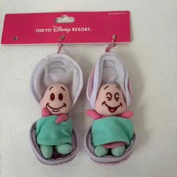 도쿄 디즈니 리조트 영 오이스터 봉제 인형 스트랩 2개 세트