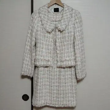 트위드 수트 화이트 핑크 체크