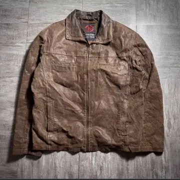 [90's] REWARD 천연 가죽 가죽 자켓 브라운 XL 사이즈