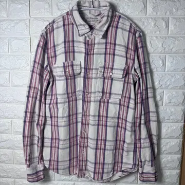 레미 릴리프 체크 무늬 긴팔 플란넬 셔츠 L 사이즈