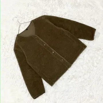 [ 유니클로 ] (M) 보아 플리스 크루넥 가디건 숏 기장 심플