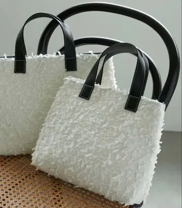 [ ELLIE ] 자카드 토트백 WHITE S