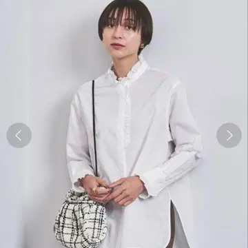 UNITED ARROWS C 프릴 스탠드 카라 셔츠