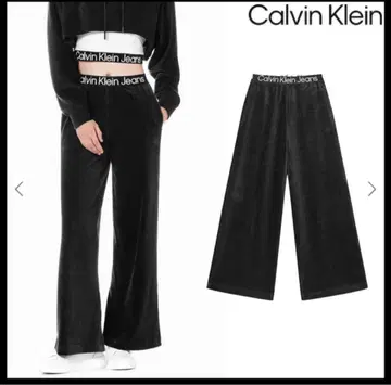 캘빈클라인 진 벨벳 와이드 레그 팬츠 블랙 xs