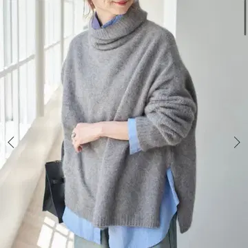 새상품 폭스 울 믹스 롱 리브 터틀 풀오버