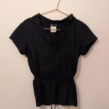 agnis b. 블랙 반팔 셔츠 사이즈 2