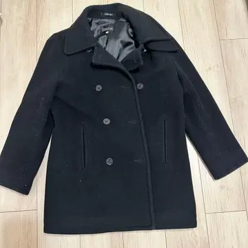 HARTFORD 블랙 울 피 코트