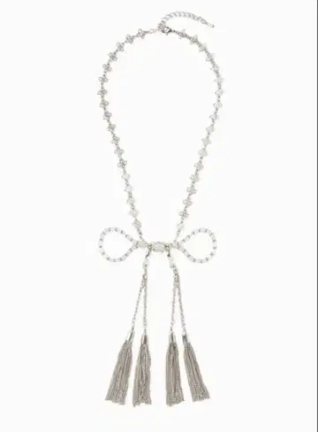 타나카 다이스케 crystal ribbon chain necklace