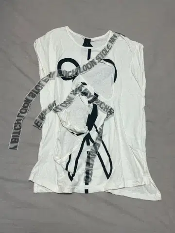 Bernhard Willhelm 가위 패턴 슬리브리스 셔츠 화이트