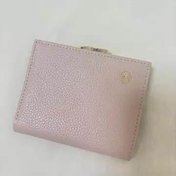 황궁 지갑 핑크 베이지 가죽 접이식 지갑