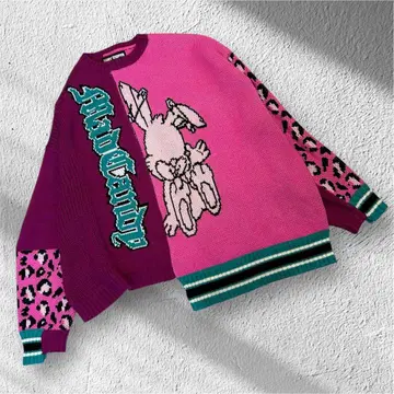 캔디 스트리퍼 토끼 니트 스웨터