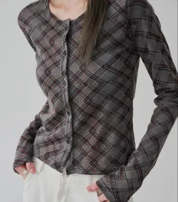 UNE MANSION 데일리 체크 시스루 가디건