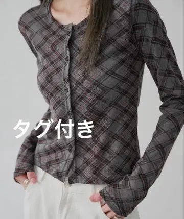 UNE MANSION 데일리 체크 시스루 가디건