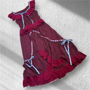 jouetie 체크 셋업 프릴 롱 스커트