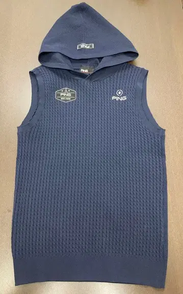 PING 후드 부착 니트 베스트 S 사이즈 네이비
