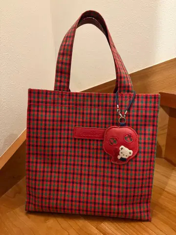 파밀리아 토트백 빨간색 체크 (소)