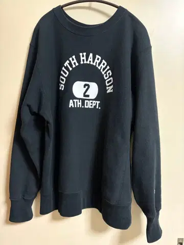 챔피온 리버스 위브 XXL 복각 3단 프린트 블랙