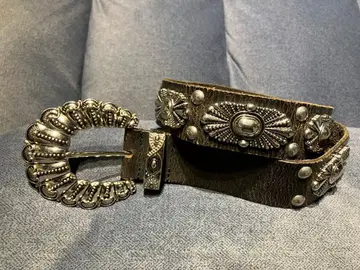 천연 가죽 블랙 콤초 스터드 웨스턴 네이티브 빈티지 아메카지