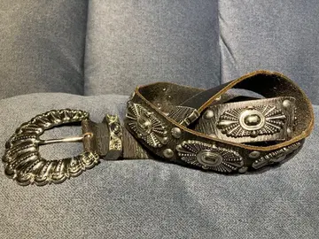 천연 가죽 블랙 콤초 스터드 웨스턴 네이티브 빈티지 아메카지