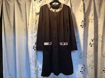 LEONARD 롱 가디건 L 다크 브라운 울 100%