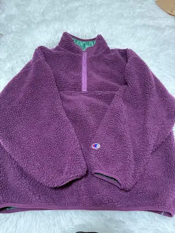 Champion 퍼플 플리스 자켓 하프 지퍼 리버서블