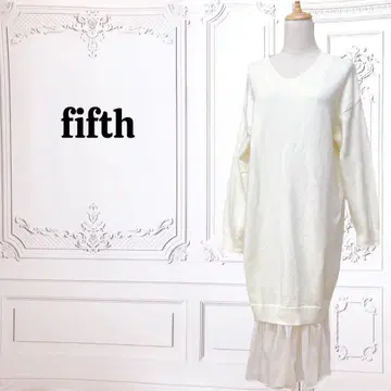 [ 피프스 ] 니트 도킹 원피스 [ F ] 아이보리 무지 튤