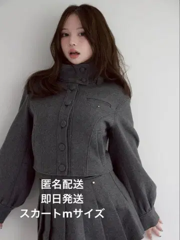 Zoey stand neck jacket pleats mini skirt