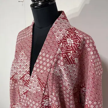 기모노 단의() 거북이 등껍질 문양 코지츠나기 동백꽃 봉카라 화이트 비