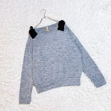 [ Urbanity ] 니트탑 ( M ) 리본 펄 그레이 긴팔