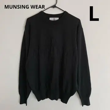 먼싱웨어 블랙 니트 스웨터 골프 울 심플 펭귄 L 남성용