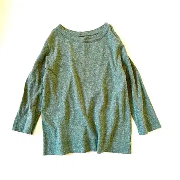 45R 모스그린 코튼 100% 7부 소매 내추럴 티셔츠