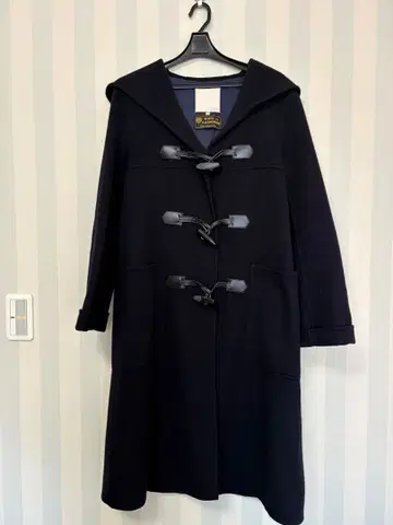 울 더플 코트 네이비 후드 부착