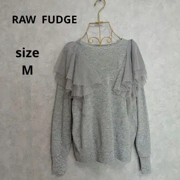 RAW FUDGE 튤 프릴 니트 스웨터 그레이 M