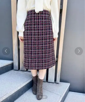 index 몰 트위드 체크 타이트 스커트 C58-75035