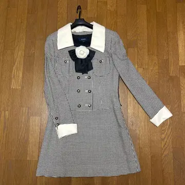 레트로 오샤레 ROPE 하운드투스 패턴 미니 원피스