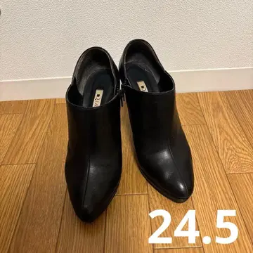 블랙 앵클부츠 하이힐 가죽 10cm 힐 24.5