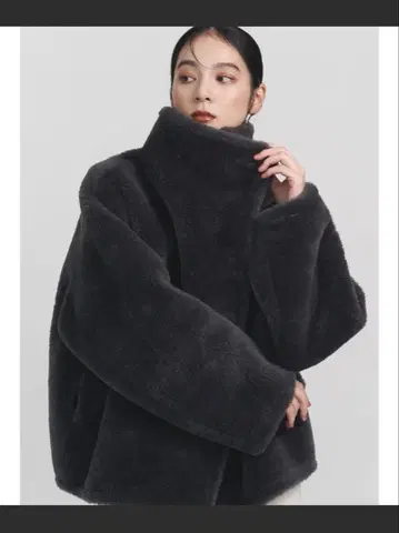 LAGUNAMOON 페이크 무스탕 스탠드 카라 코트