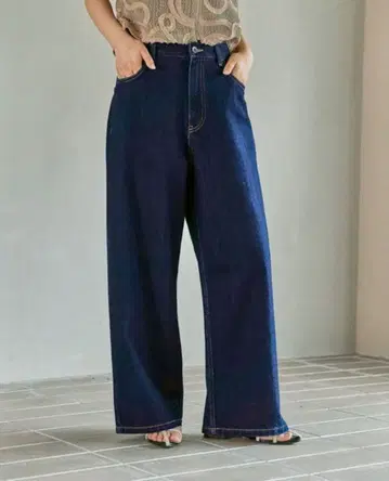 LEPSIM 렙심 와이드 스트레이트 데님 네이비