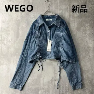 새상품 WEGO 드로스트 데님 숏 셔츠 블루 긴팔