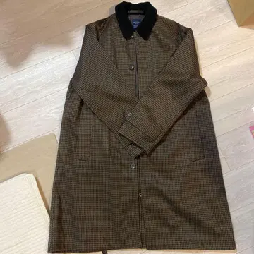 백 넘버 체크 무늬 롱 코트 M