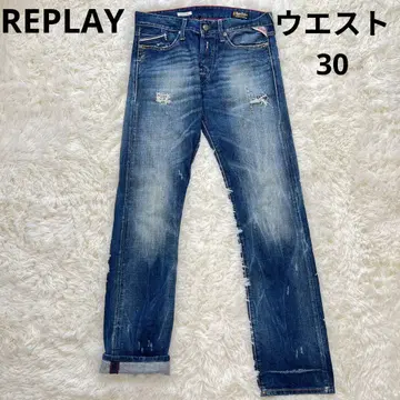 REPLAY 데님 진즈 M 버튼 플라이 인디고 깨끗한 좋은 사이즈