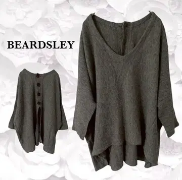 비어즐리 니트 스웨터 [ F ] 그레이 숏 돌먼 뒷단추 빅