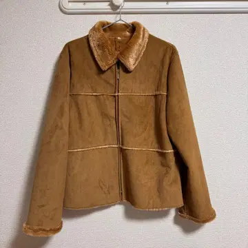 브라운 퍼(fur) 장식 무스탕 코트 L 사이즈 상당