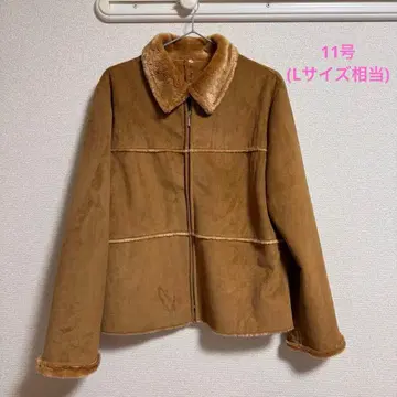 브라운 퍼(fur) 장식 무스탕 코트 L 사이즈 상당